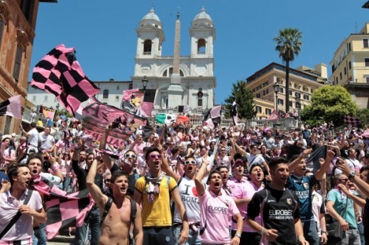 tifosi rosanero a Roma coppa italia