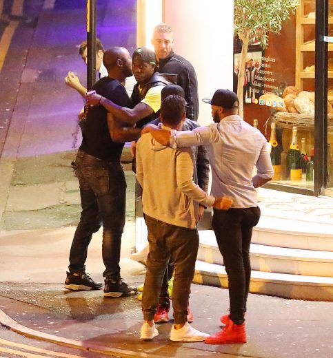29.8.16...... Liverpool flop Mario Balotelli (wearing lime green shoes) threw a dinner for his boys in the private dining room at San Carlo Italain Restaurant in Manchester city centre on Monday night and it looked like he was saying goodbye to them.