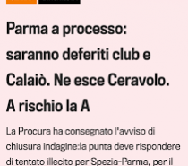 Ufficiale deferimento per tentato illecito sportivo di Calaiò e Parma. Ufficiale deferimento per tentato illecito sportivo di Calaiò e Parma.
